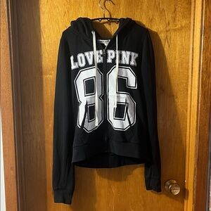 PINKVictoria's Secret Black and White Love Pink Hoodie Size Large